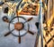 Close up of a boat steering wheel in hdr