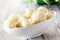 Close up Boiled Cauliflower on White Bowl