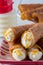 Close UP of Brandy Snaps with Cream Vertical