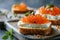 Close Up of Bread With Caviar