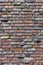 Close-up of a Brick wall. Decorative masonry using curves, non-standard bricks. Brick wall background. Vertical orientation of the