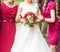 Close up of bride and bridesmaids bouquet