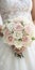 Close-up of bride holding wedding flowers bouquet