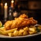 Close-up of British Fish and Chips with Tartar Sauce