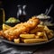 Close-up of British Fish and Chips with Tartar Sauce