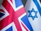 Close-up of the British and Israeli flags.