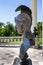 Close up of Bronze busts outside the Kameronova Gallereya n the grounds of catherine`s Palace in Pushkin, St Petersburg, Russia