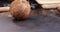 a close-up of a brown coconut shell, closeup