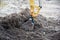 Close up bucket of Excavator backhoe Loader