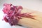 Close-up of a bunch of Amaranthus dubius or Indian Red Spinach on a chopping board