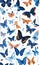 a close up of a bunch of butterflies on a white background, shower curtain with a butterfly pattern on it