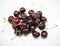 Close up of a bunch of cherries isolated