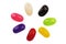 Close up of a bunch of colorful jelly beans, isolated.