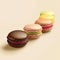 A close up of a bunch of different colored macarons, AI