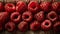 A close up of a bunch of raspberries on top of each other, AI