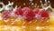 A close up of a bunch of raspberries in water, AI