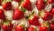 A close up of a bunch of strawberries and cream on top, AI