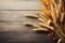 A close up of a bunch of wheat on a table. Autumn, Thanksgiving decor. Digital image.