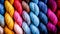 A close up of a bunch of yarns in different colors, AI
