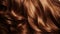 Close-up of a bundle of shiny natural brown curls of hair