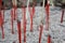 Close up with Burned joss stick in joss stick pot in Thai temple