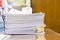 Close up of business documents stack