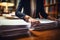 Close-Up of business Woman Organizing Documents, signing contracts