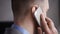 Close up of businessman calling on smartphone