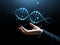 Close up of businessman hand with dna molecule