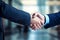 Close-up businessman handshake between two professionals in an office setting successful business deal by Generative AI