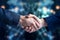 Close-up businessman handshake between two professionals in an office setting a successful business deal by Generative AI