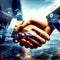 Close up businessmen shaking hands about resources during a meeting. Handshake deal business corporate