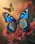 A close up of a butterfly on a flower, harmony of butterfly, Beautiful picture of flowers and butterflies.