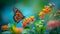 A close-up of a butterfly perched on a vibrant wildflower, adding life to the April landscape