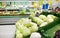 Close up of cabbage at grocery store or market