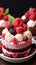 A close up of a cake with berries on top, Valentine's day desserts.