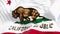 Close-up of California State flag waving