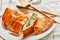 Close-up of a calzone with Spinach and Cheese