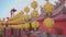 A close-up camera move take of walking along lanterns of a temple in Taiwan.