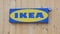 Close up Camera Moves Past Famous Swedish Company Ikea Logo