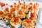 Close up of canape hamburgers on serving tray