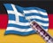 Close up of cash injection on greek flag against german flag