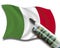 Close up of cash injection on italian flag