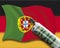 Close up of cash injection on portuguese flag against german flag