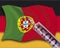 Close up of cash injection on portuguese flag against german flag