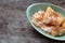 Close up cassava steaming with coconut milk, sesame