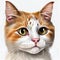 a close up of a cat\\\'s face with a white background and brown and white stripes on it