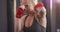 Close up of caucasian female boxer practicing her punches at the gym
