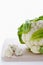 Close-up of cauliflower on cutting board