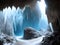 close up cave in winter, icicle, Ai Generated